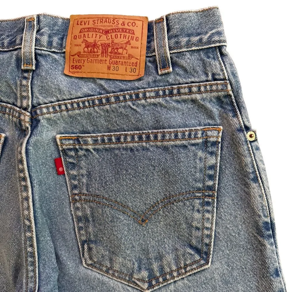 VTG Y2k Levi's 560 Jeans Mens Size 30x30 Blue Loose Fit Tapered Leg Denim Skater